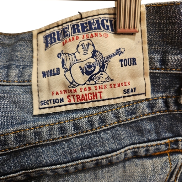 True Religion Men's Distressed Blue Jeans - Picture 3 of 6